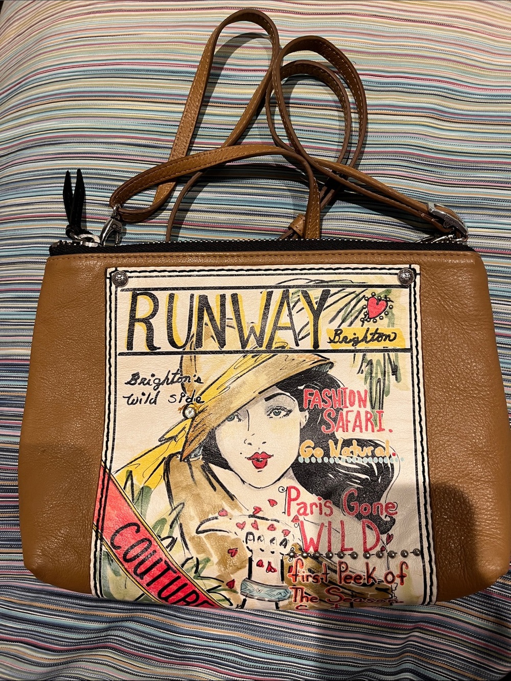 Brighton Runway Magazine Cover Leather Crossbody Bag